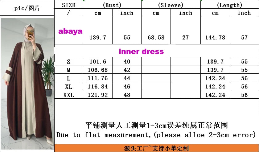 Eid Muslim Dress & Abayas for Women 2 Piece Set Musulman Ensembles Morocco Ramadan Caftan Abaya Kaftan Dubai Arab Long Robe 2024