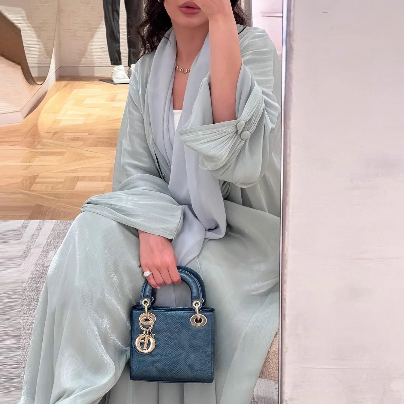 Eid Silky Abayas for Women Muslim Jalabiya Ramadan Robe Dress Button Sleeve Ramadan Caftan Party Dresses Vestido Largo Cardigan