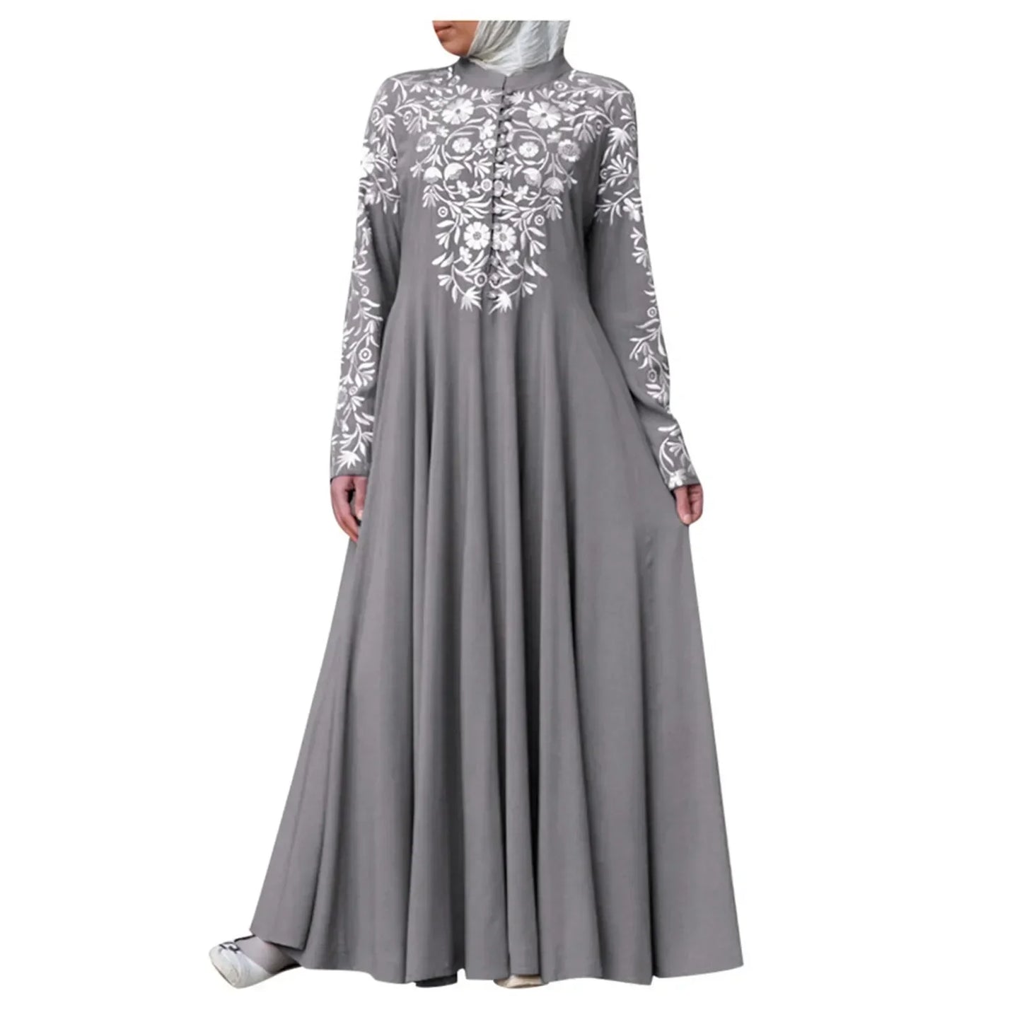 Plus Size Muslim Women Kaftan Dress Abaya Ethnic Style Long Sleeve Islamic Clothing Dubai Saudi Black Robe Turkish Modesty S-3XL