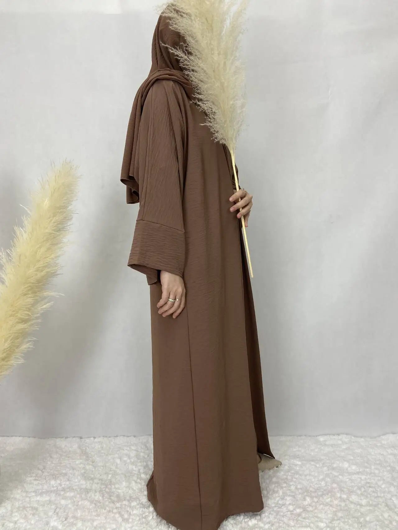 Turkish Solid Color Plus Size Abayas Kaftan Islamic Dress Dubai Moroccan Long Sleeve Skirt Loose Women Elegant Muslim Clothing