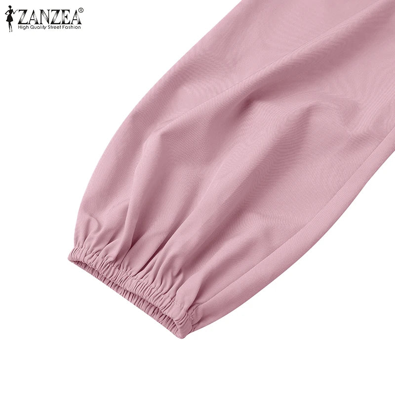 ZANZEA Elegant Women Autumn Long Sleeve Muslim Abaya Hijab Sundress IsIamic Robe Femme Maxi Long Dresses Patchwork Vestidos 2024