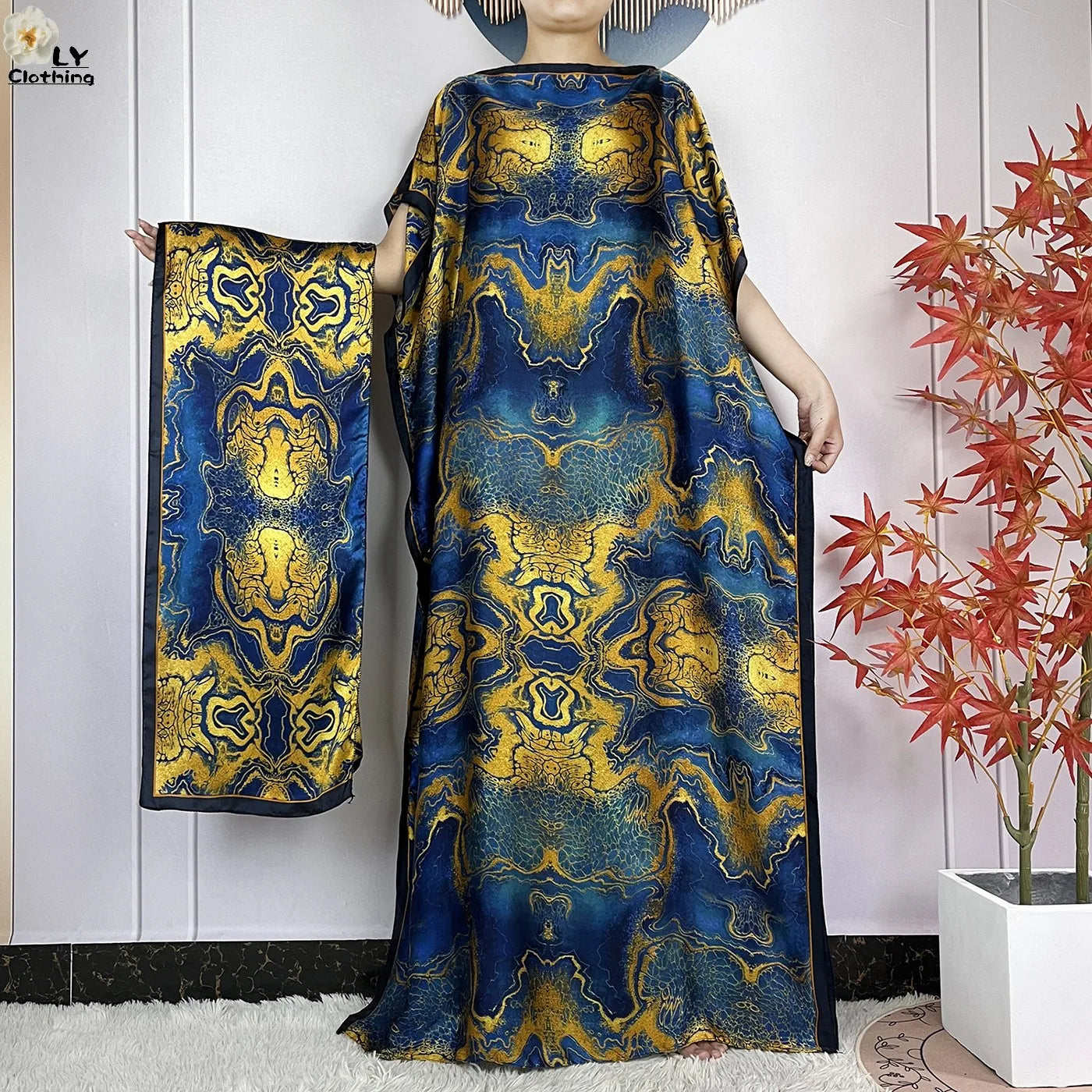 2024 Abayas Woman Short Sleeve Dress Print Loose Silk Soft Robe Elegant Fashion Dubai Islam Lady Party Maxi Summer Lady Clothing