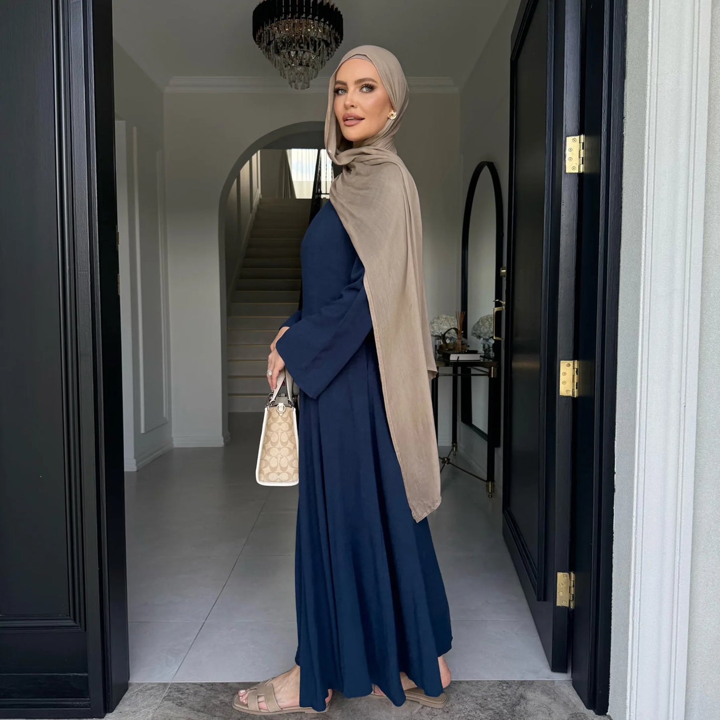 2025 Summer Arabic Muslim Women Modest Dress Eid Dubai Plain Abaya Islam Party Outfit Elegant Holiday Dresses Turkey Kaftan Robe