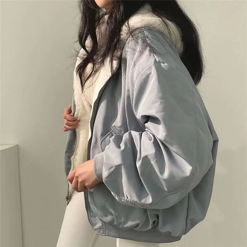 2 in 1 Reversible Winter Coat Women 2025, Fleece Lined Thick Hooded Puffer Jacket for Fall Winter