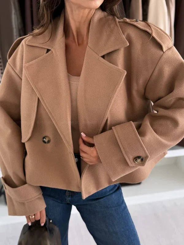 Fashion Solid Jacket For Women Casual Long Sleeve Turn-down Collar Button Jacket Coats Top Lady Office Streetwear Clothes Autumn
